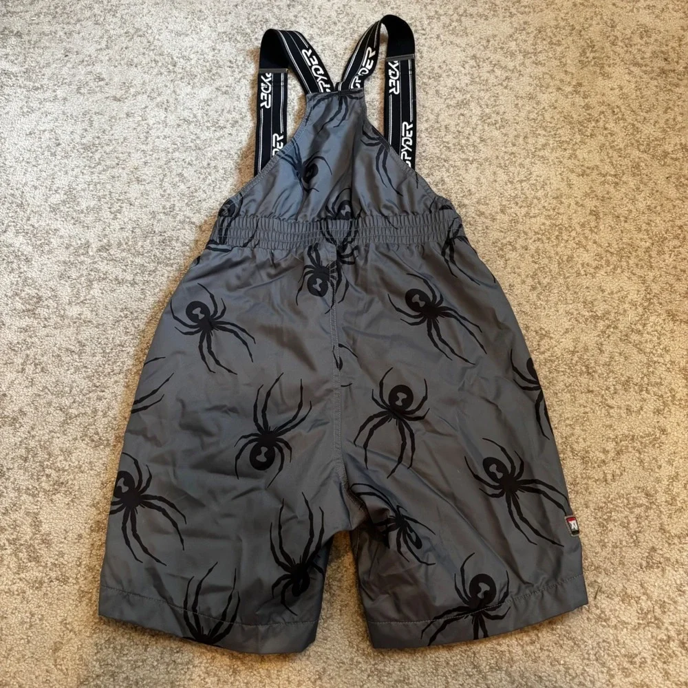 Spyder Men Grey Black Spider Print Thinsulate Insulated Ski Bib Shorts‎ Size M